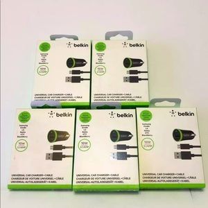 5 Belkin 10w 2.1 AMP Universal Car Charger (Samsung, Kindle, LG, Nokia, etc...)